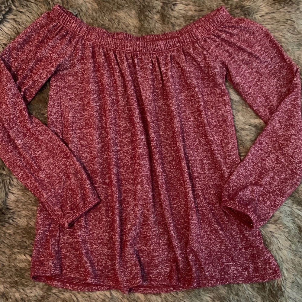 Hollister Burgundy Off Shoulder Top